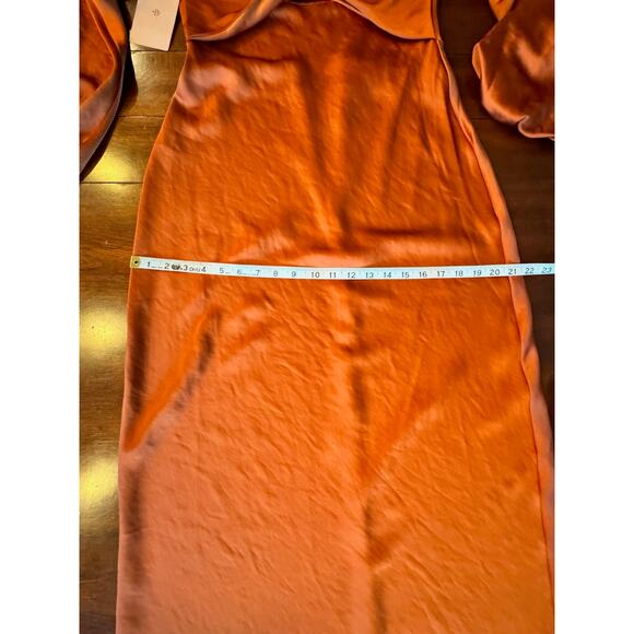 Significant Other Gown Sz 6 Demi Backless Rust Red Satin Long Sleeve Column Maxi - Picture 12 of 15